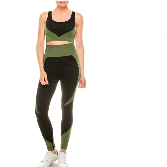 💜💛💚Seamless jacquard yoga set - Picture 2 of 6